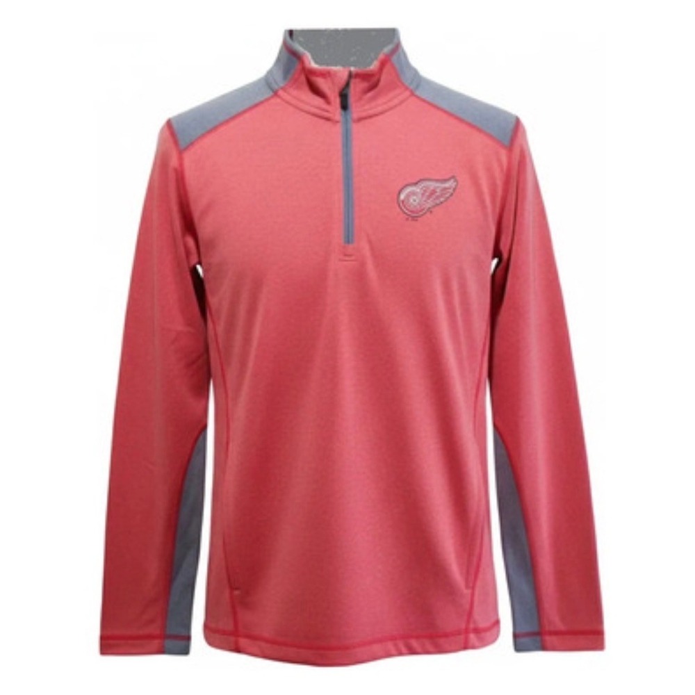 NHL Detroit Red Wings Large‎ Red Heathered Quarter-Zip Pullover Jacket L LGRW